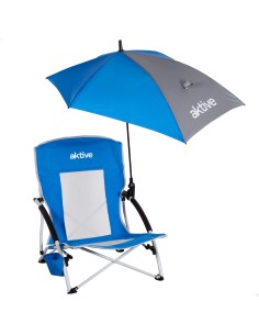 Cadeira dobrável Aktive com guarda-sol e suporte para copos | Distria