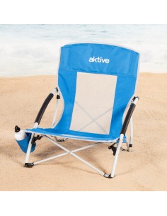 Cadeira dobrável Aktive com guarda-sol e suporte para copos | Distria 2