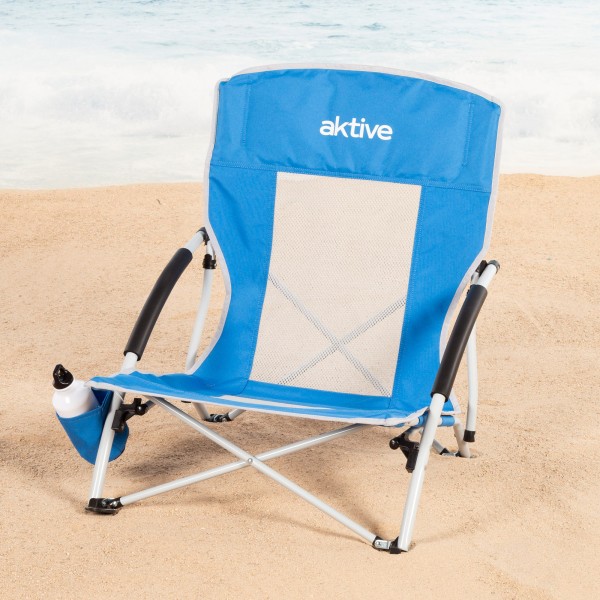 Cadeira dobrável Aktive com guarda-sol e suporte para copos | Distria