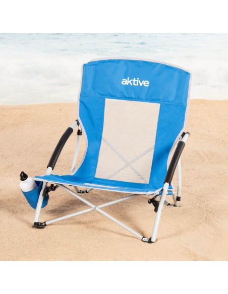 Cadeira dobrável Aktive com guarda-sol e suporte para copos | Distria