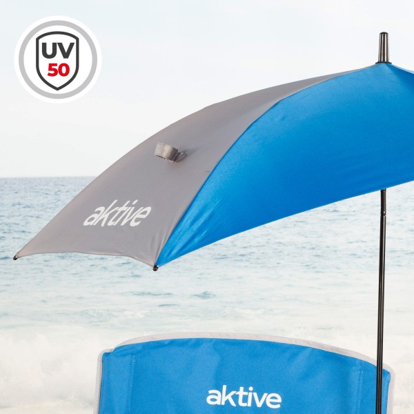 Cadeira dobrável Aktive com guarda-sol e suporte para copos | Distria