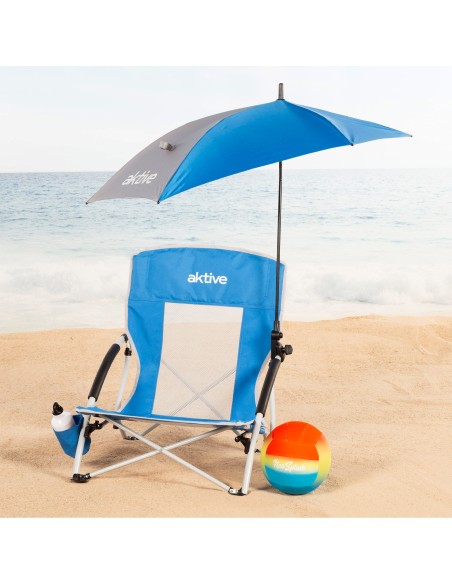 Cadeira dobrável Aktive com guarda-sol e suporte para copos | Distria