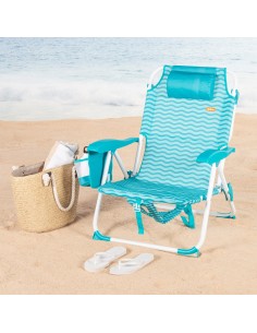 Cadeira de praia dobrável azul 48x58x76 cm Aktive | Distria 2