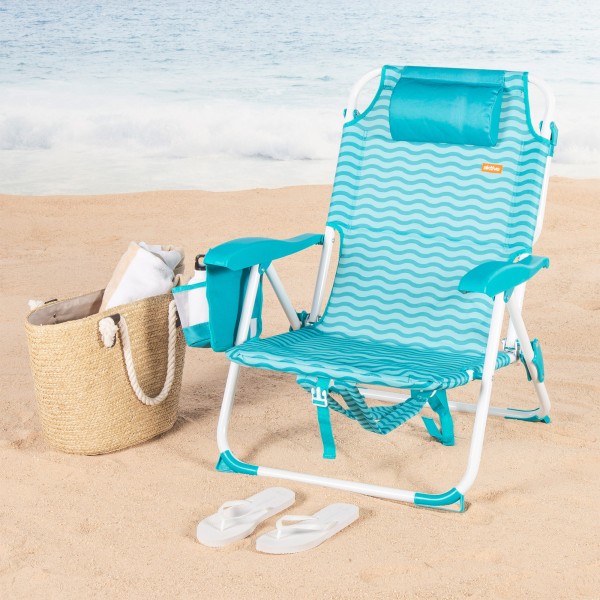 Cadeira de praia dobrável azul 48x58x76 cm Aktive | Distria