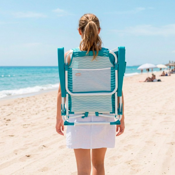 Cadeira de praia dobrável azul 48x58x76 cm Aktive | Distria