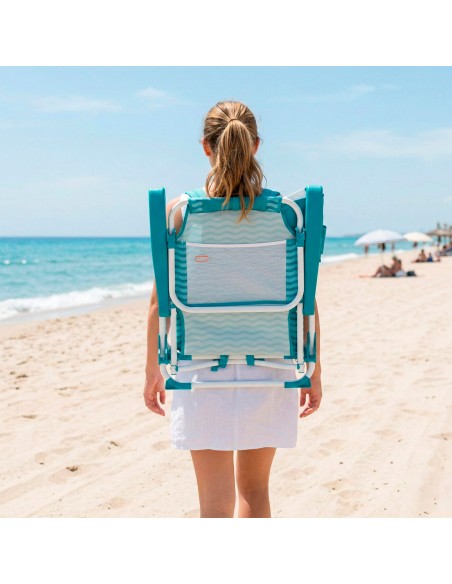Cadeira de praia dobrável azul 48x58x76 cm Aktive | Distria