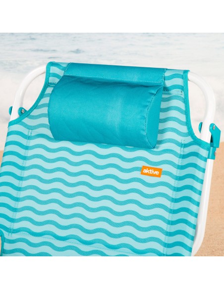 Cadeira de praia dobrável azul 48x58x76 cm Aktive | Distria