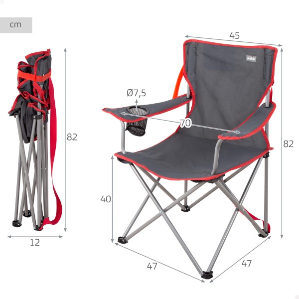 Cadeira camping dobrável com porta-copos 47x47x82 cm Aktive | Distria