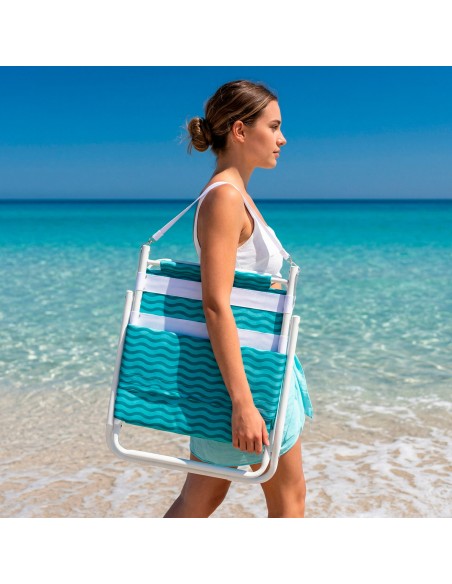Cadeira de praia leve Aktive com pega azul | Distria