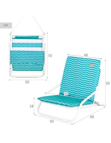 Cadeira de praia leve Aktive com pega azul | Distria