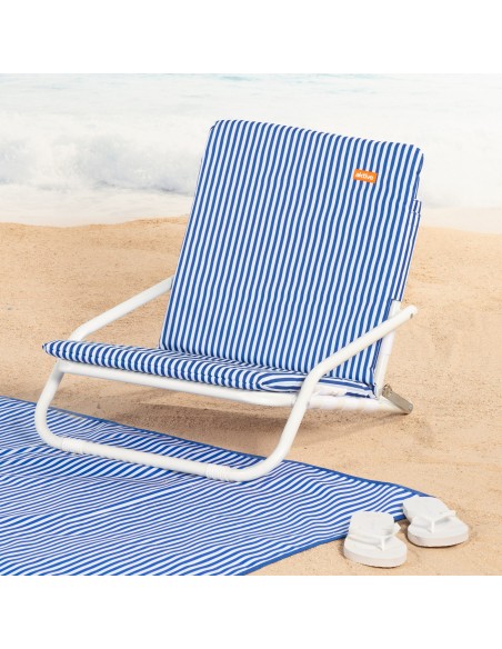 Cadeira de praia leve Aktive às riscas azuis e brancas | Distria