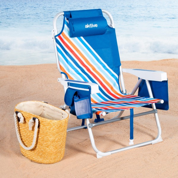 Cadeira de praia desdobrável Aktive anti-entalamento | Distria