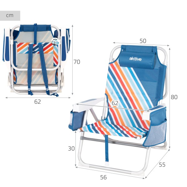 Cadeira de praia desdobrável Aktive anti-entalamento | Distria