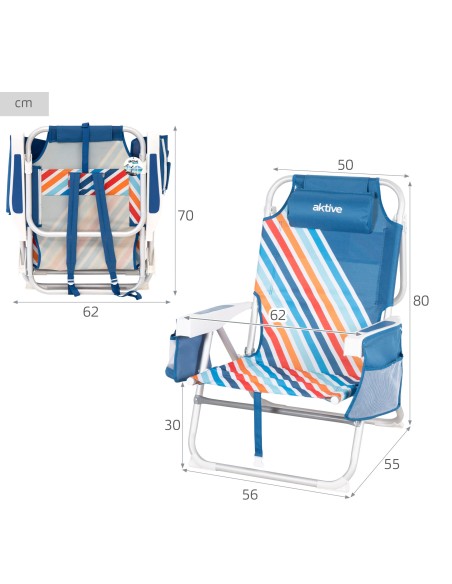 Cadeira de praia desdobrável Aktive anti-entalamento | Distria