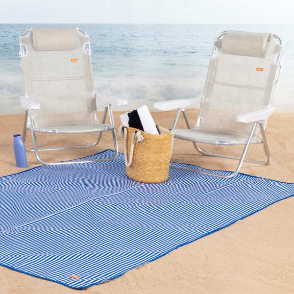 Tapete de praia dobrável Aktive às riscas 200x150 cm | Distria