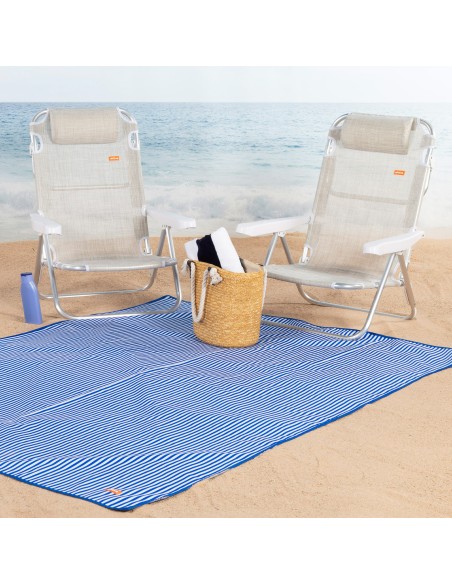 Tapete de praia dobrável Aktive às riscas 200x150 cm | Distria