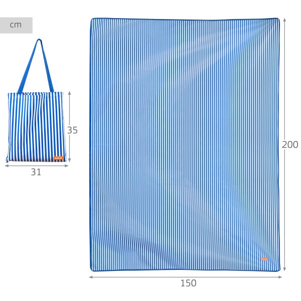 Tapete de praia dobrável Aktive às riscas 200x150 cm | Distria