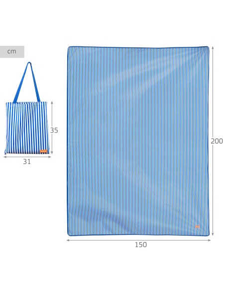 Tapete de praia dobrável Aktive às riscas 200x150 cm | Distria