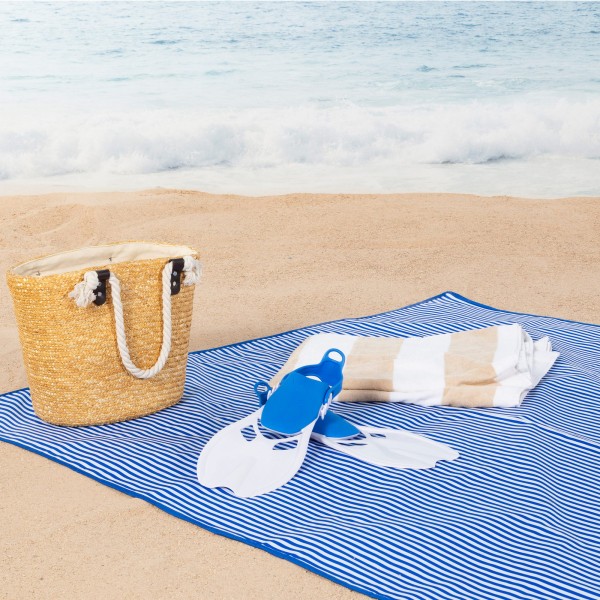 Tapete de praia dobrável Aktive às riscas 200x150 cm | Distria