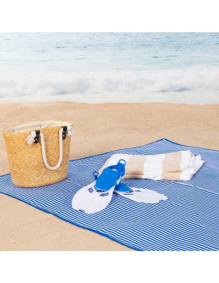 Tapete de praia dobrável Aktive às riscas 200x150 cm | Distria