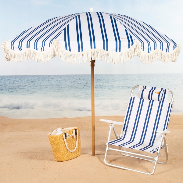 Aktive Guarda-sol de praia 200 cm com franjas listradas | Distria