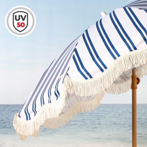 Aktive Guarda-sol de praia 200 cm com franjas listradas | Distria
