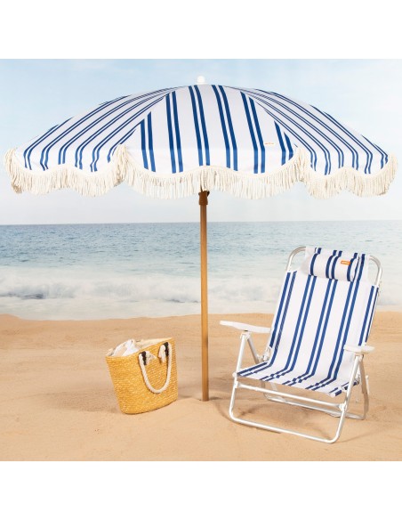 Aktive Guarda-sol de praia 200 cm com franjas listradas | Distria