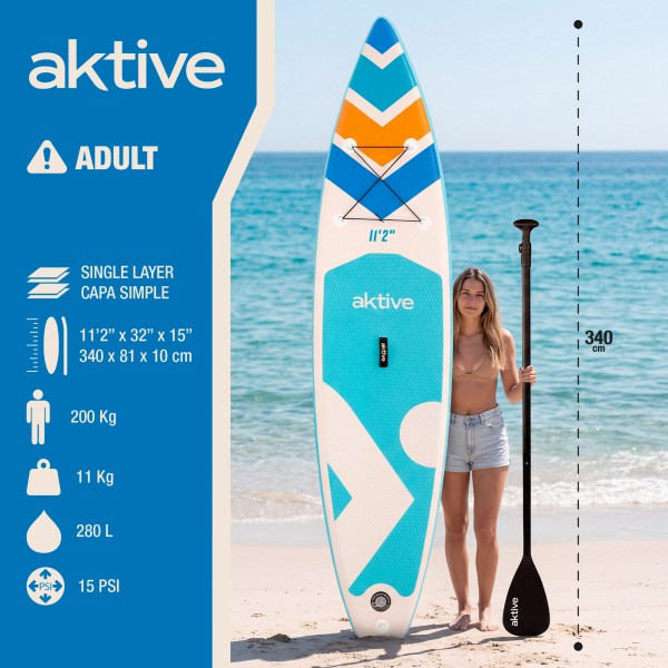 Prancha de stand up paddle inflável para adultos Aktive | Distria