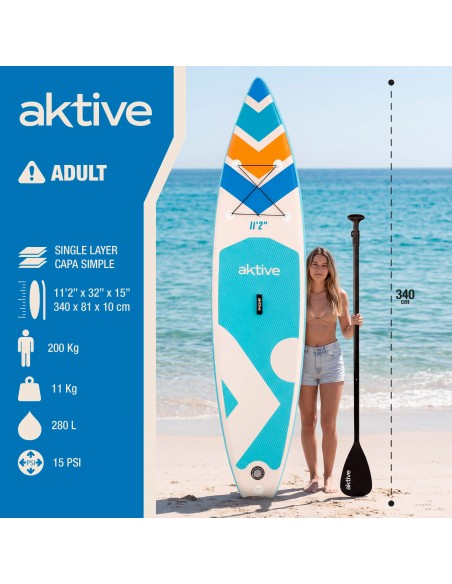 Prancha de stand up paddle inflável para adultos Aktive | Distria