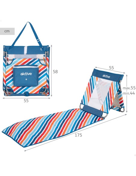 Tapete de praia dobrável compartimento térmico 175x55 cm | Distria