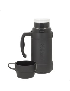Garrafa térmica cinza de 500ml com copo | Distria