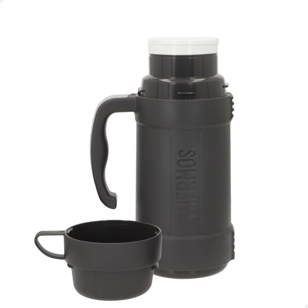 Garrafa térmica cinza de 500ml com copo | Distria