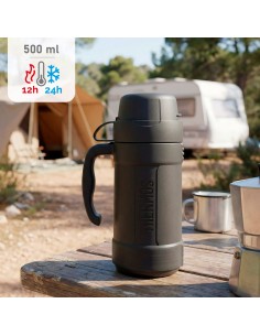 Garrafa térmica cinza de 500ml com copo | Distria 2