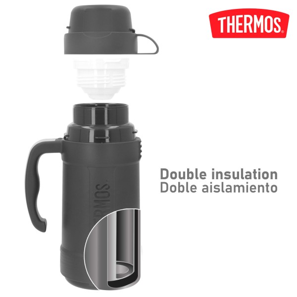 Garrafa térmica cinza de 500ml com copo | Distria