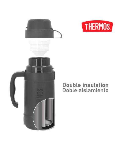 Garrafa térmica cinza de 500ml com copo | Distria