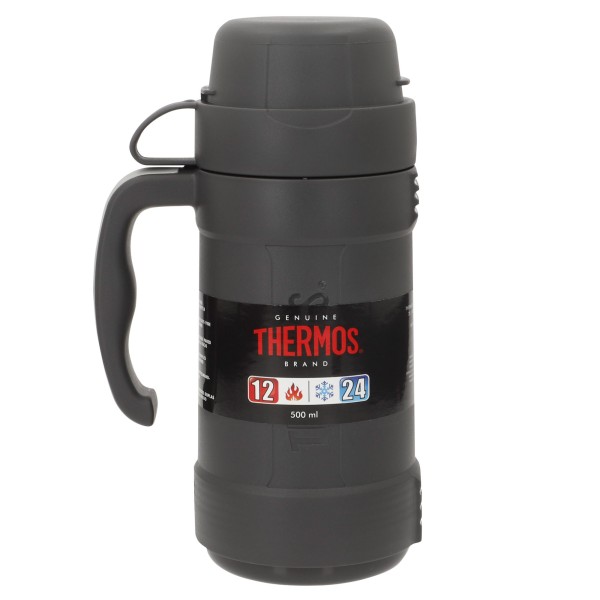 Garrafa térmica cinza de 500ml com copo | Distria