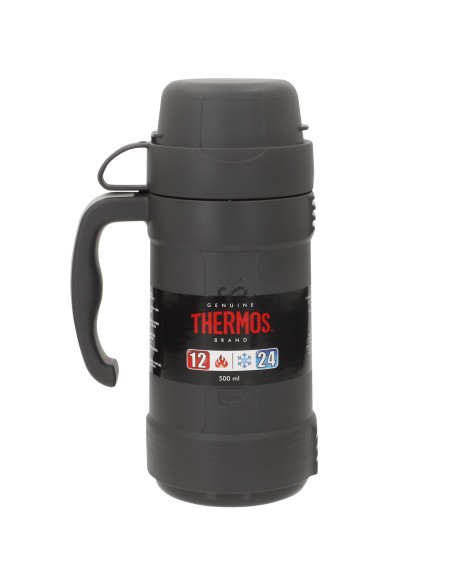 Garrafa térmica cinza de 500ml com copo | Distria