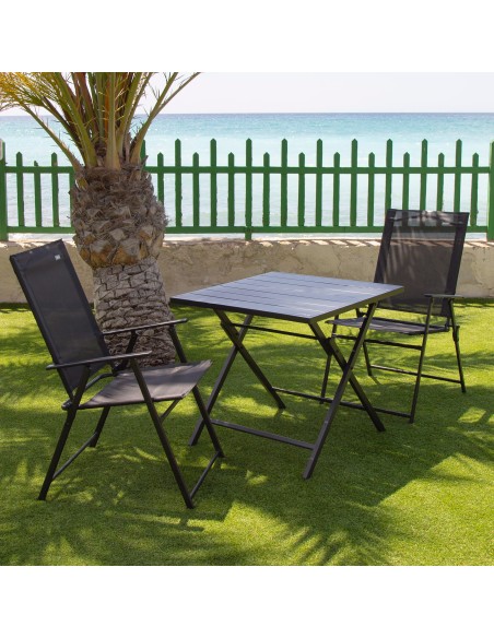 Aktive Pacote com 2 cadeiras dobráveis finas pretas para o jardim | Distria