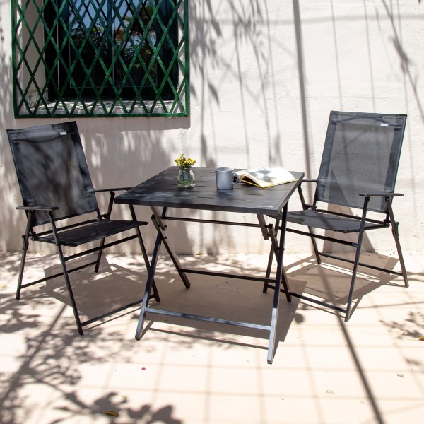 Aktive Pacote com 2 cadeiras dobráveis finas pretas para o jardim | Distria