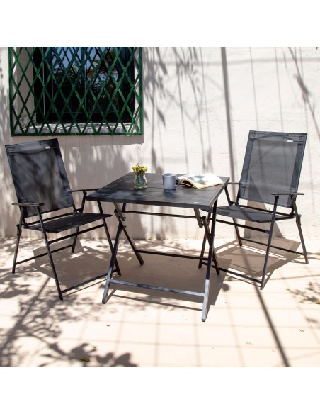 Aktive Pacote com 2 cadeiras dobráveis finas pretas para o jardim | Distria