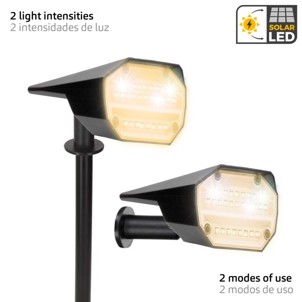 Farol solar LED de luz quente com 2 intensidades | Distria