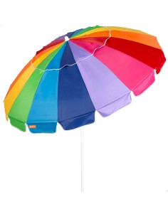 Aktive Guarda-sol de praia com 16 varetas, 200 cm, multicolorido, inclinável, proteção UV50