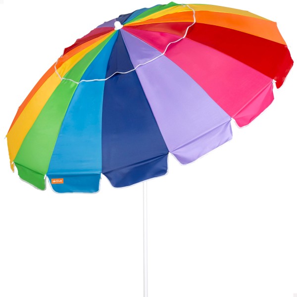 Aktive Guarda-sol de praia com 16 varetas, 200 cm, multicolorido, inclinável, proteção UV50