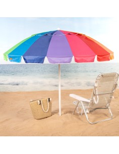 Aktive Guarda-sol de praia com 16 varetas, 200 cm, multicolorido, inclinável, proteção UV50 2