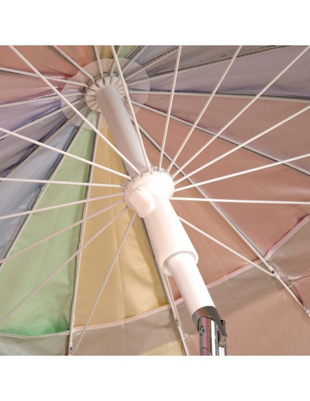 Aktive Guarda-sol de praia com 16 varetas, 200 cm, multicolorido, inclinável, proteção UV50