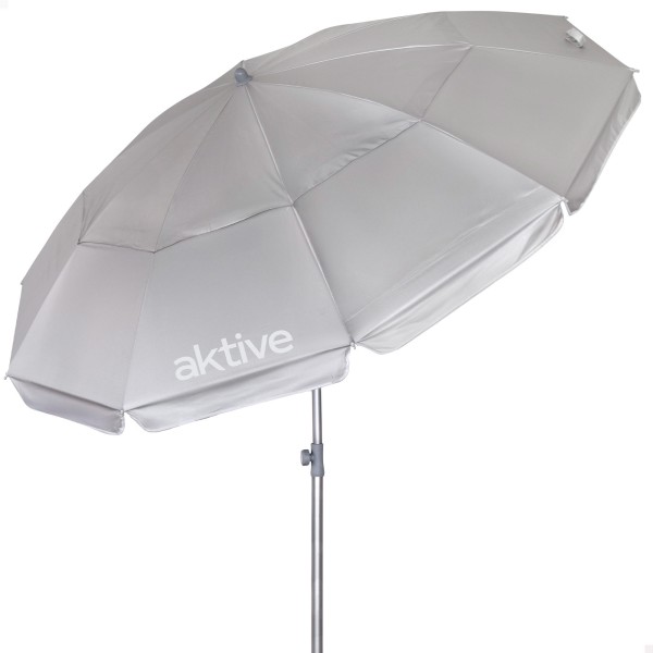 Guarda-sol de praia cinza D220 cm UV50 Aktive | Distria