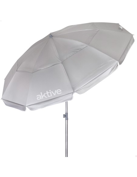 Guarda-sol de praia cinza D220 cm UV50 Aktive | Distria