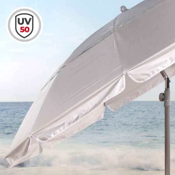 Guarda-sol de praia cinza D220 cm UV50 Aktive | Distria