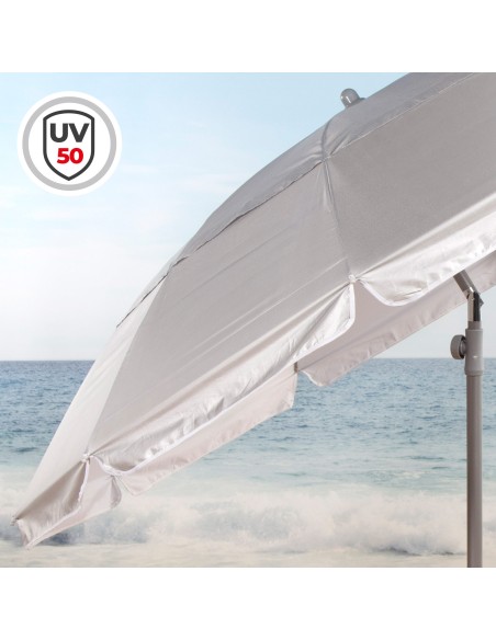 Guarda-sol de praia cinza D220 cm UV50 Aktive | Distria