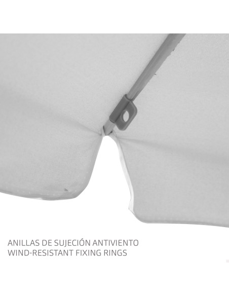 Guarda-sol de praia cinza D220 cm UV50 Aktive | Distria